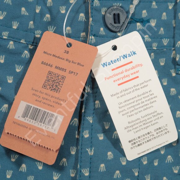 Patagonia Wavefarer Walk Shorts 20" in Micro Medusa: Big Sur Blue Size 38 - Picture 6 of 9